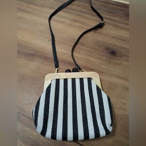 Elegant Striped Black and White Crossbody Bag